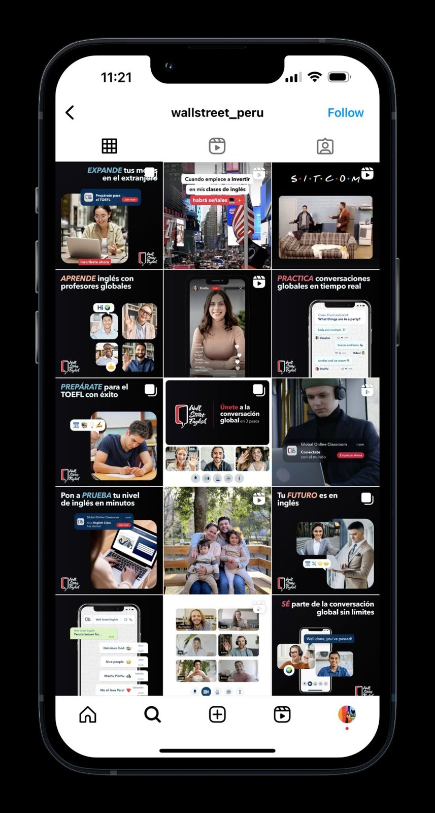 Wall Street English Instagram grid