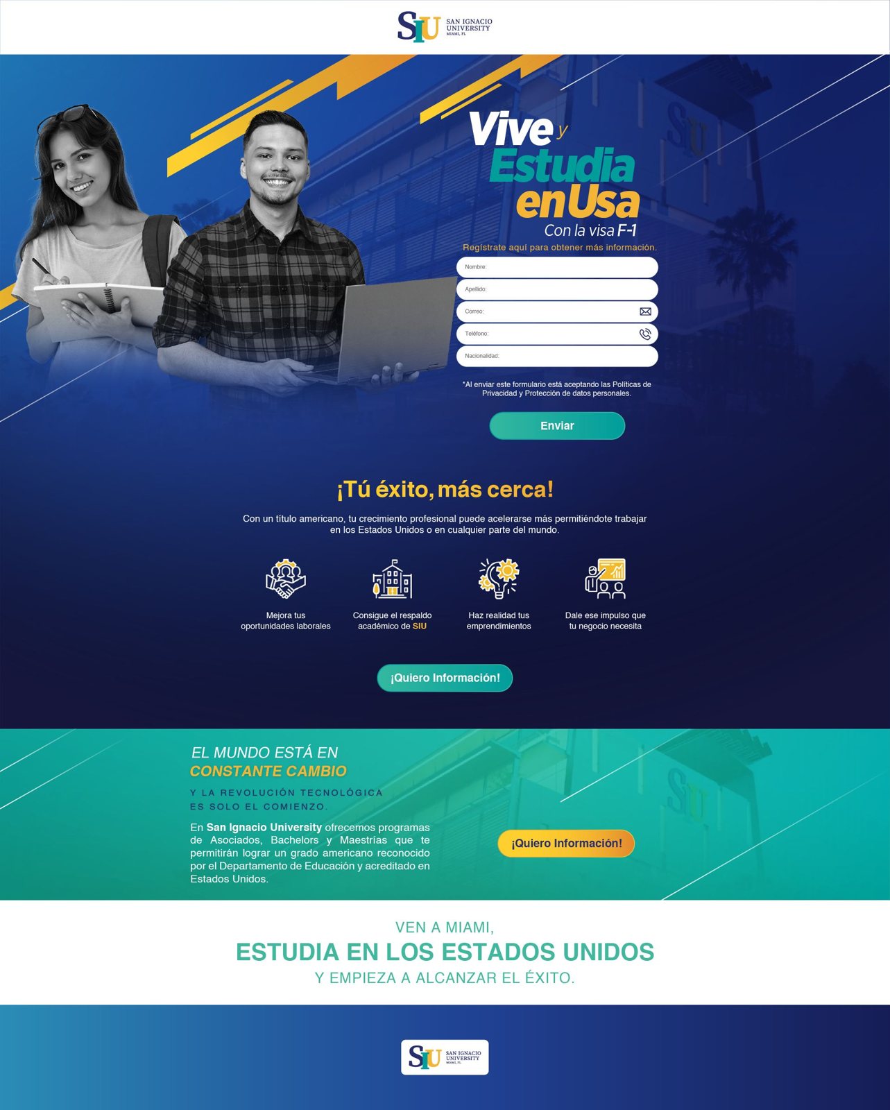San Ignacio University landing page
