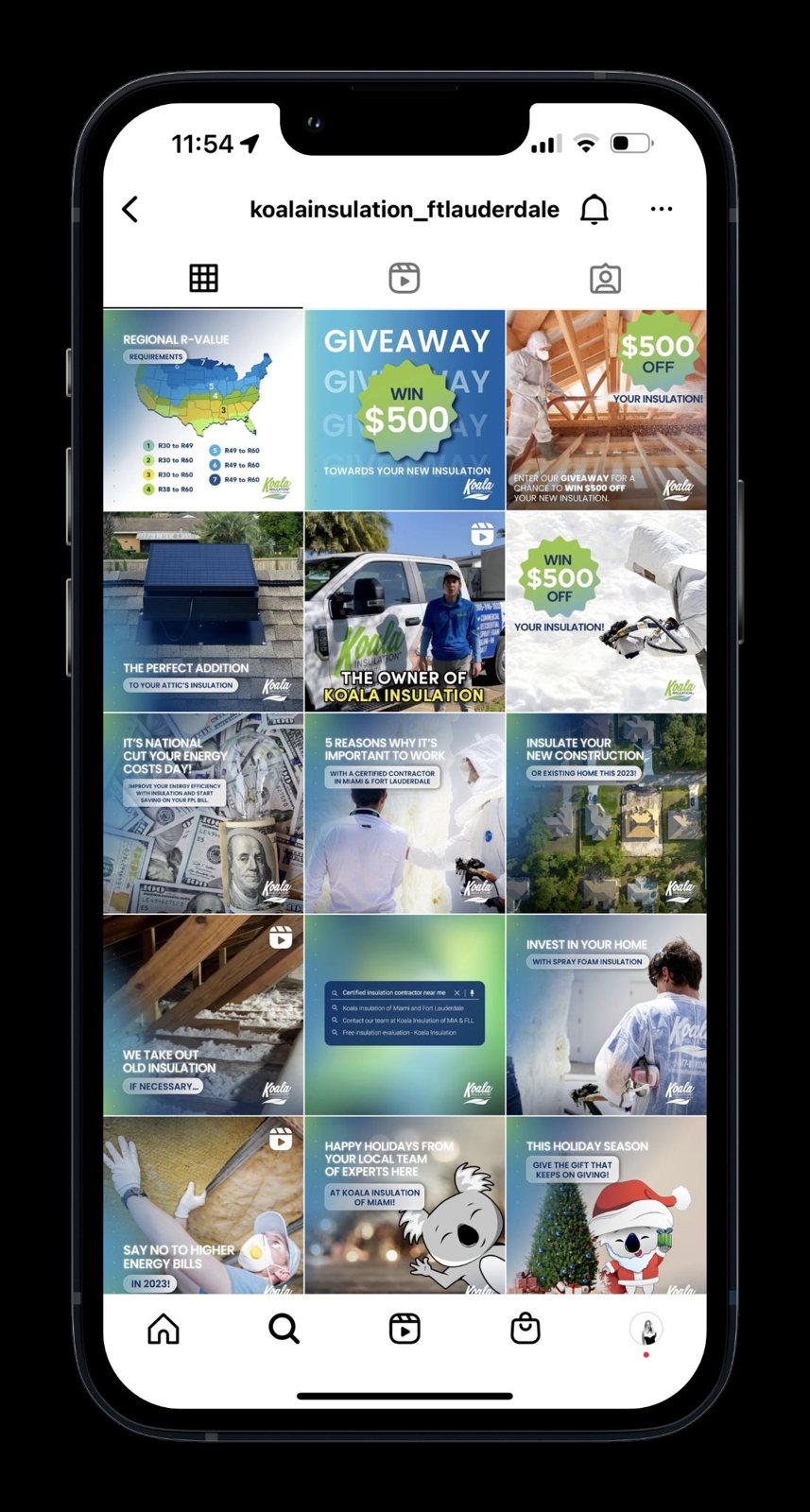 Koala Insulation Instagram grid
