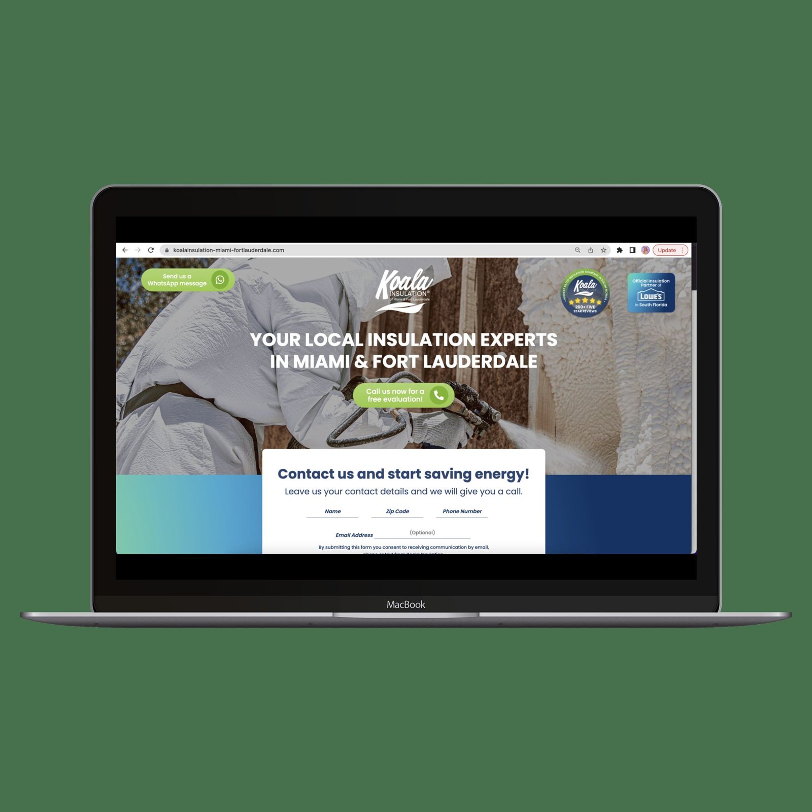 Koala Insulation landing page